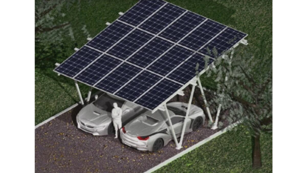 Carport wiata garażowa dwu stanowiskowa z miejscem na 18 modułów fotowoltaicznych