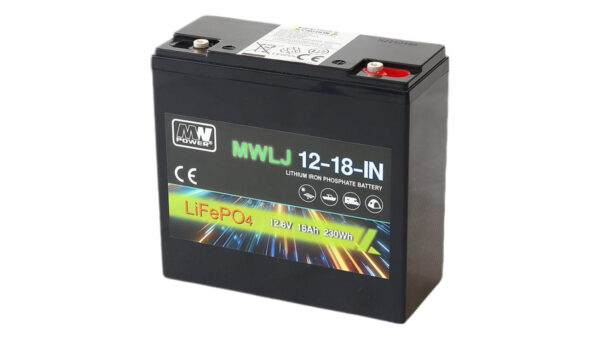 MWLJ 12-18-IN: akumulator LiFEPO4 12.8V/18Ah IN / LiFePO4 battery 12.8V/18Ah IN - (181x76x165mm)